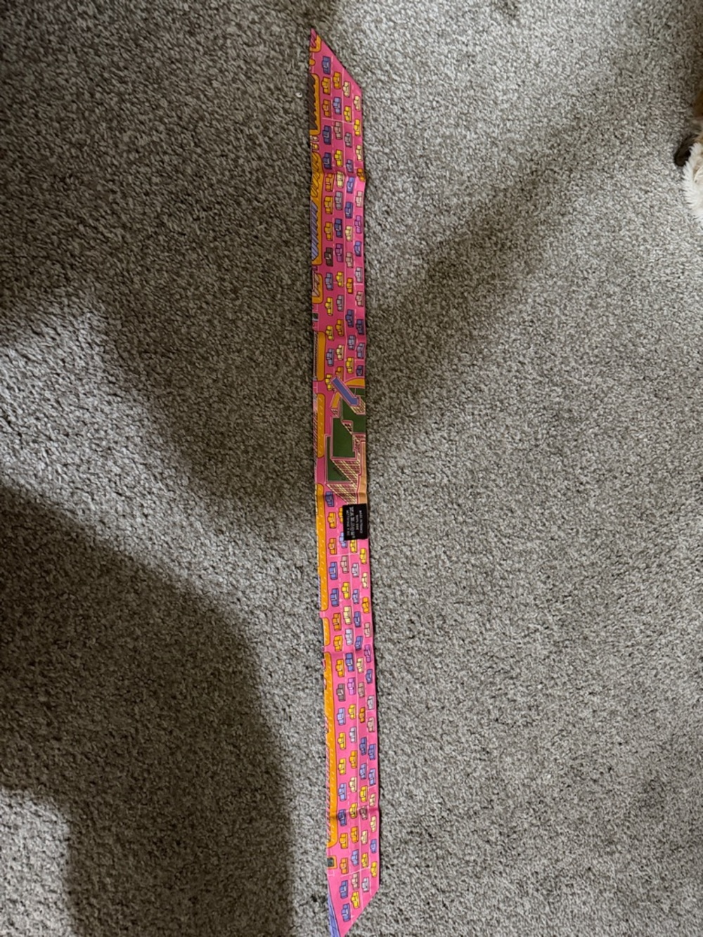 Hermes Pink and Yellow Printed Skinny Twilly